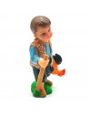 Tradineur - Figura de pastor con gallo naif - Fabricado en marmolina - Figura decorativa divertida para nacimiento, navidad, dec