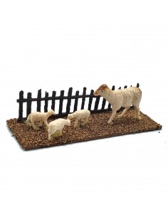 Tradineur - Figura de corralito con animales con valla para belén - Fabricado en plástico - Figura decorativa divertida para nac