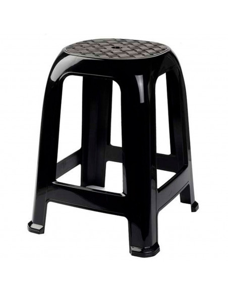 Taburete de plástico con reposapiés y asiento de 26 x 26 cm, banqueta multiusos, cocina, salón, baño, hogar (Negro, 46,2 x 36,5 Taburete de plástico con reposapiés y asiento de 26 x 26 cm, banqueta multiusos, cocina, salón, baño, hogar (Negro, 46,2 x 36,5