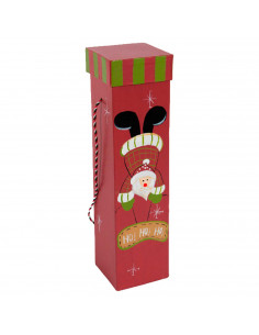 Tradineur - Caja para botella de vino - Diseño Navideño - Fabricación en cartón resistente - Perfecto para guardar un regalo esp