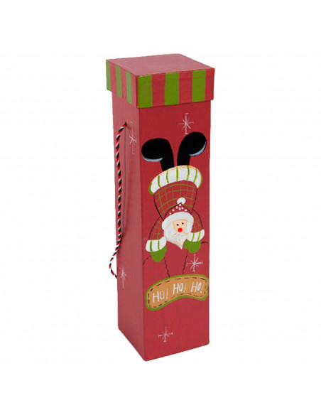 Tradineur - Caja para botella de vino - Diseño Navideño - Fabricación en cartón resistente - Perfecto para guardar un regalo esp