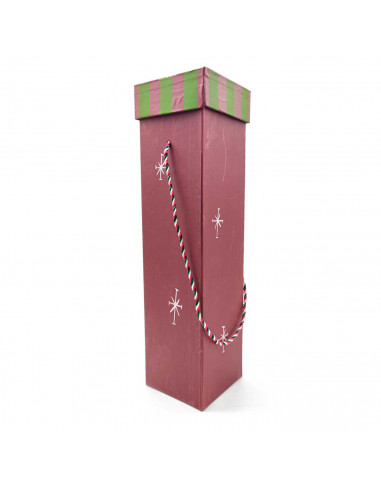 Tradineur - Caja para botella de vino - Diseño Navideño - Fabricación en cartón resistente - Perfecto para guardar un regalo esp