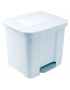 Tradineur - Cubo de basura con pedal, plástico, contenedor de residuos, papelera con separador para colocar dos bolsas, cocina (