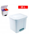 Tradineur - Cubo de basura con pedal, plástico, contenedor de residuos, papelera con separador para colocar dos bolsas, cocina (