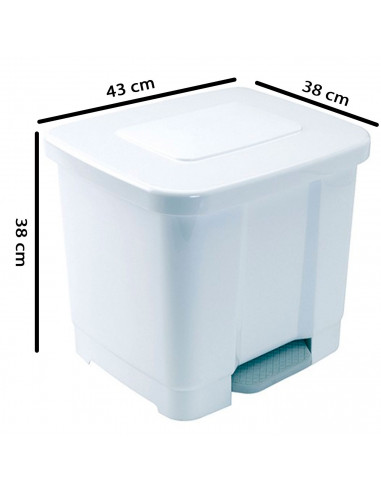 Tradineur - Cubo de basura con pedal, plástico, contenedor de residuos, papelera con separador para colocar dos bolsas, cocina (