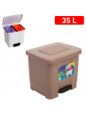 Tradineur - Cubo de basura de plástico con pedal, contenedor de residuos, papelera con separador para colocar dos bolsas, cocina