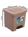 Tradineur - Cubo de basura de plástico con pedal, contenedor de residuos, papelera con separador para colocar dos bolsas, cocina