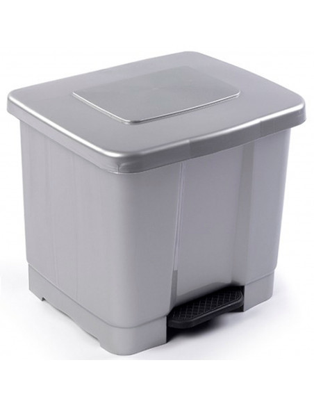 Tradineur - Cubo de basura con pedal de plástico, contenedor de residuos, papelera con separador para colocar dos bolsas, cocina