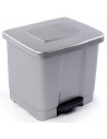 Tradineur - Cubo de basura con pedal de plástico, contenedor de residuos, papelera con separador para colocar dos bolsas, cocina