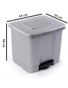 Tradineur - Cubo de basura con pedal de plástico, contenedor de residuos, papelera con separador para colocar dos bolsas, cocina