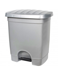 Tradineur - Cubo de basura con pedal, 1 compartimento, plástico, contenedor de residuos, papelera, cocina, fabricado en España (