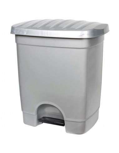 Tradineur - Cubo de basura con pedal, 1 compartimento, plástico, contenedor de residuos, papelera, cocina, fabricado en España (