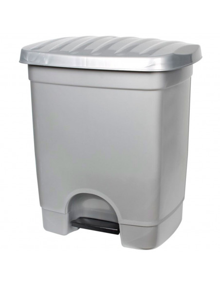 Tradineur - Cubo de basura con pedal, 1 compartimento, plástico, contenedor de residuos, papelera, cocina, fabricado en España (