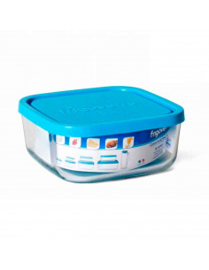 Frigoverre - Fiambrera cuadrada de cristal con tapa de plástico, contenedor para alimentos de vidrio 100 cl, 19 x 19 x 8 cm