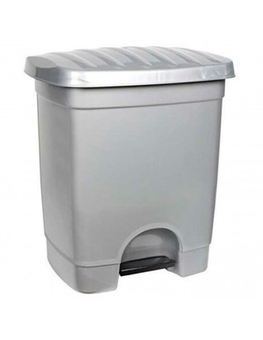 Tradineur - Cubo de basura con pedal, 1 compartimento, plástico, contenedor de residuos, papelera, cocina, fabricado en España (