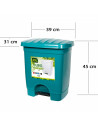 Tradineur - Cubo de basura con pedal y 1 compartimento, plástico, contenedor de residuos, papelera, cocina, fabricado en España