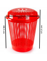 Tradineur - Cesto redondo para ropa sucia, pongotodo con tapa, cubo para almacenar la colada, diseño a rayas, hogar (Rojo, 50 li