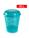 Tradineur - Cesto para ropa sucia con tapa, pongotodo redondo, cubo para almacenar la colada, diseño a rayas, hogar (Turquesa, 5