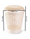 Tradineur - Cesto, pongotodo redondo para ropa sucia con tapa, cubo para almacenar la colada, diseño a rayas, hogar (Beige, 50 l