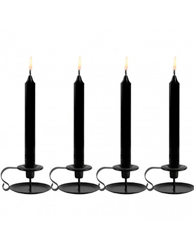 Tradineur - Pack de 4 velas alargadas, cirios de mesa cilíndricos, parafina y mecha de algodón, sin perfume, rituales y ceremoni