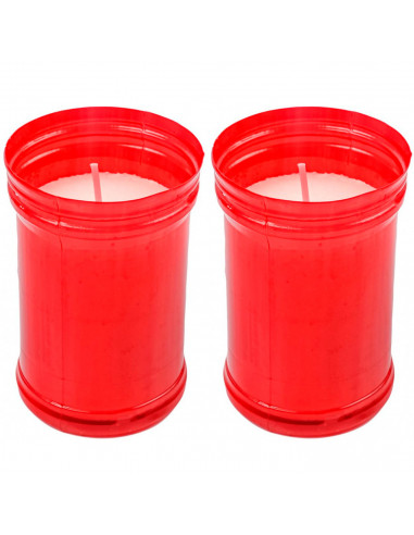 Tradineur - Pack de 2 velones litúrgicos, velas de santo de parafina y cera vegetal, decoración de iglesias, cementerios, tumbas