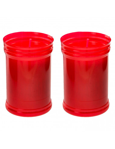 Tradineur - Pack de 2 velones litúrgicos, velas de santo de parafina y cera vegetal, decoración de iglesias, cementerios, tumbas