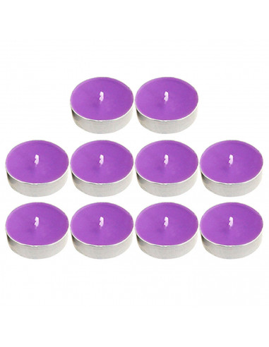Tradineur - Pack de 10 velas de té perfumadas, tealights aromáticas, tiempo de combustión: 5 horas, decoración del hogar (Lavand