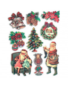 Tradineur - Pack de 9 adhesivos con relieve y brillantina para navidad - Accesorio para navidades - Detalle para regalo - Modelo