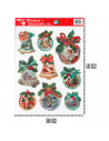 Tradineur - Pack de 9 adhesivos con relieve y brillantina para navidad - Accesorio para navidades - Detalle para regalo - Modelo