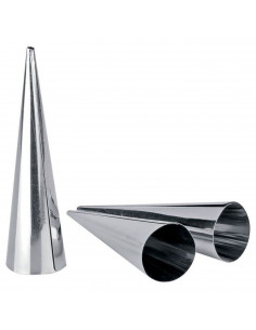 Tradineur - Set de 3 moldes con forma de cono, acero inoxidable, canutillos para repostería, tubos, cuerno de crema, cañas, cann