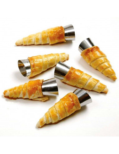 Tradineur - Set de 3 moldes con forma de cono, acero inoxidable, canutillos para repostería, tubos, cuerno de crema, cañas, cann
