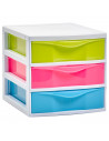 Tradineur - Cajonera de sobremesa Guadiana con 3 cajones de colores, torre de almacenaje, armario, baño, oficina, fabricada en E