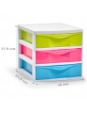 Tradineur - Cajonera de sobremesa Guadiana con 3 cajones de colores, torre de almacenaje, armario, baño, oficina, fabricada en E