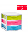 Tradineur - Cajonera de sobremesa Guadiana con 3 cajones de colores, torre de almacenaje, armario, baño, oficina, fabricada en E