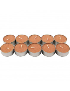Tradineur - Pack de 10 velas de té aromáticas, tealights perfumadas, tiempo de combustión: 5 horas, decoración del hogar (Canela