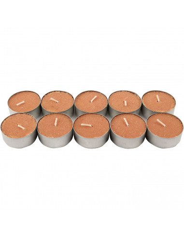 Tradineur - Pack de 10 velas de té aromáticas, tealights perfumadas, tiempo de combustión: 5 horas, decoración del hogar (Canela