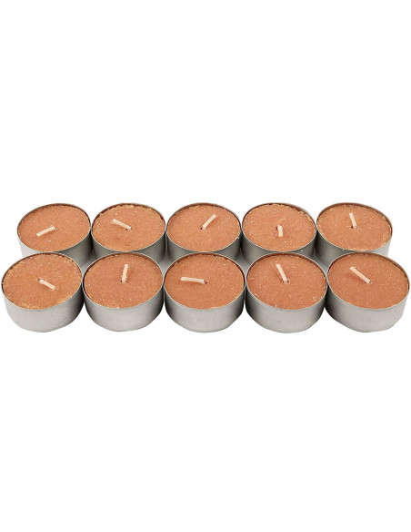Tradineur - Pack de 10 velas de té aromáticas, tealights perfumadas, tiempo de combustión: 5 horas, decoración del hogar (Canela Tradineur - Pack de 10 velas de té aromáticas, tealights perfumadas, tiempo de combustión: 5 horas, decoración del hogar (Canela