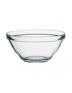 Tradineur - Cuenco redondo de vidrio, bol para mezclar, ensaladera apilable, apto para microondas y lavavajillas, cocina - 20 x