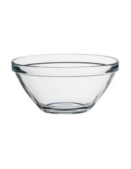Tradineur - Cuenco redondo de vidrio, bol para mezclar, ensaladera apilable, apto para microondas y lavavajillas, cocina - 20 x