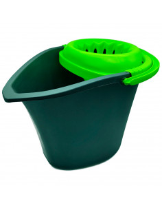 Tradineur - Cubo de fregar con escurridor de plástico, incluye asa, cubo para fregona, ligero y resistente, limpieza del hogar,