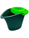 Tradineur - Cubo de fregar con escurridor de plástico, incluye asa, cubo para fregona, ligero y resistente, limpieza del hogar,