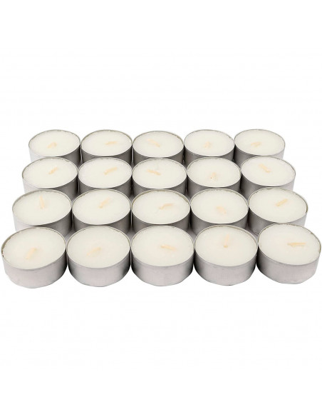 Tradineur - Pack de 20 velas de té con aroma, tealights perfumadas, tiempo de combustión: 4,5 horas, decoración del hogar (Coco,