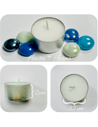 Tradineur - Pack de 20 velas dobles sin perfume, tealights, tiempo de combustión: 7 horas, decoración del hogar (Blanco, 3,7 x 2