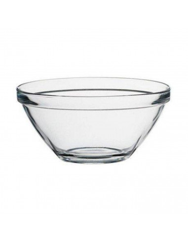Tradineur - Cuenco redondo de vidrio, bol para mezclar, ensaladera apilable, apto para microondas y lavavajillas, cocina - 26 x