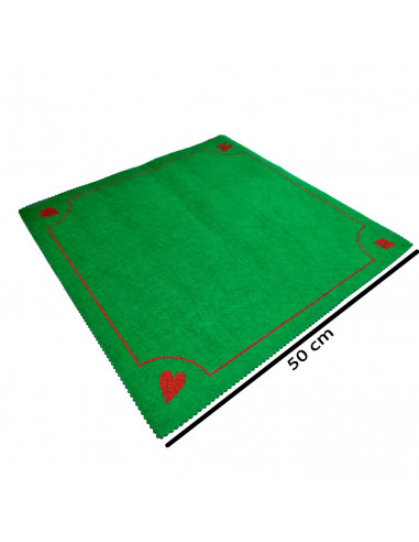 Tradineur - Tapete de póker, mantel, alfombrilla de fieltro para juegos de mesa, salón, cartas, grosor 1 mm (Verde, 50 x 50 cm)