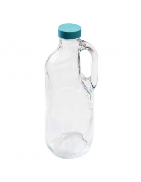 Tradineur - Botella de cristal con asa, tapa de plástico, jarra de vidrio agua caliente/fría, té helado, bebidas, frigorífico, 3 Tradineur - Botella de cristal con asa, tapa de plástico, jarra de vidrio agua caliente/fría, té helado, bebidas, frigorífico, 3