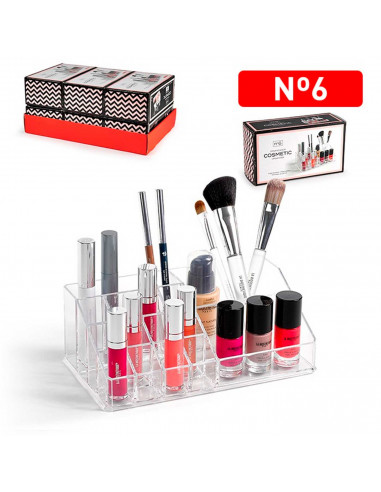 Tradineur - Organizador cosmético transparente N.º 6 - Fabricación en plástico - Ideal para organizar tus artículos cosméticos -