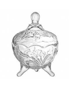 Tradineur - Bombonera de cristal con tapa, tarro, bote, frasco para dulces, galletas, caramelos, almacenamiento, decoración, 13