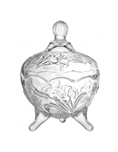 Tradineur - Bombonera de cristal con tapa, tarro, bote, frasco para dulces, galletas, caramelos, almacenamiento, decoración, 13