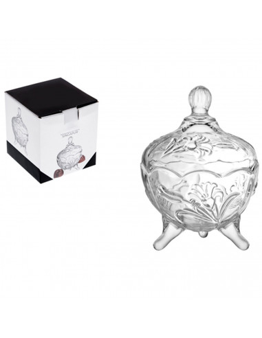 Tradineur - Bombonera de cristal con tapa, tarro, bote, frasco para dulces, galletas, caramelos, almacenamiento, decoración, 13